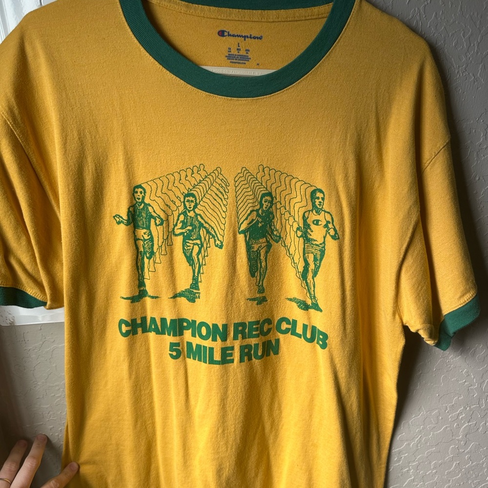 Champion Yellow Ringer Tee with Green Graphic